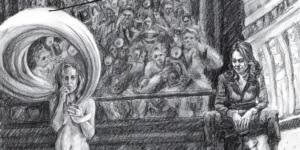 detail of drawing that accompanies short story  ‘Vulpen’ by author Heleen van Royen