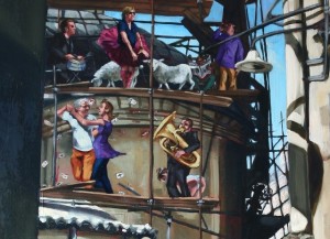 Detail of ‘The world is mainly a cage of fools’, triptych                            